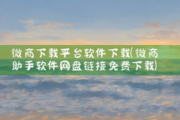 微商下载平台软件下载
