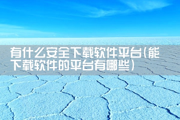 有什么安全下载软件平台